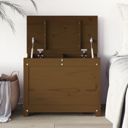 Boîte de rangement Marron miel 60x32x45,5 cm Bois massif de pin