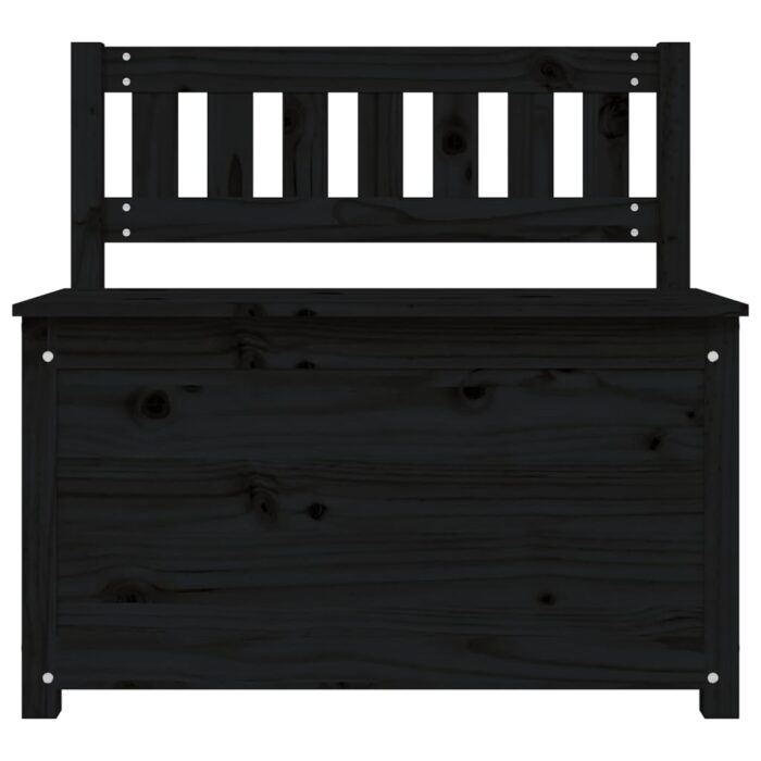 Banc Noir 80x41x77 cm Bois de pin massif – Image 5