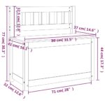 Banc Noir 80x41x77 cm Bois de pin massif – Image 9