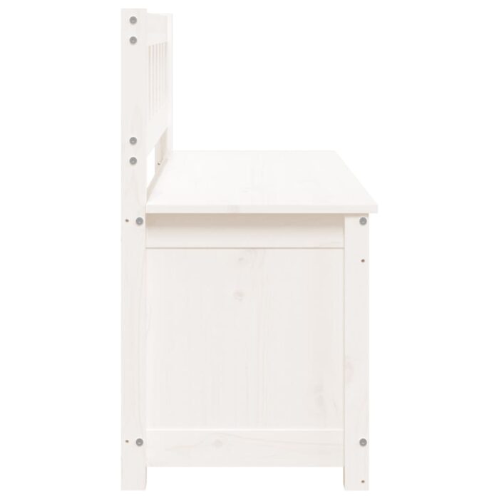 Banc Blanc 110x41x76,5 cm Bois de pin massif – Image 4