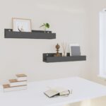 Étagères murales 2 pcs Gris 50x12x9 cm Bois de pin massif – Image 4
