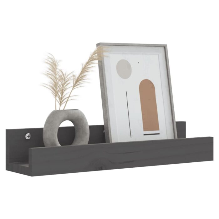 Étagères murales 2 pcs Gris 50x12x9 cm Bois de pin massif – Image 5