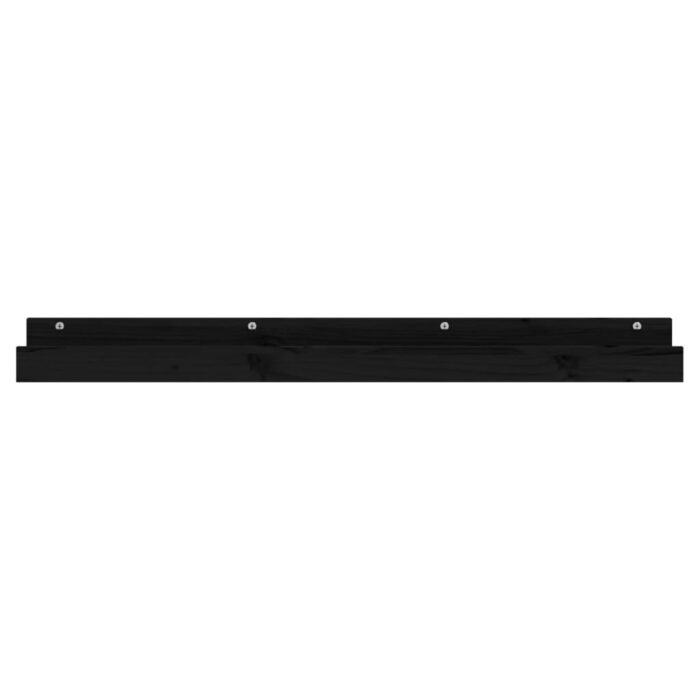 Étagères murales 2 pcs Noir 110x12x9 cm Bois de pin massif – Image 2