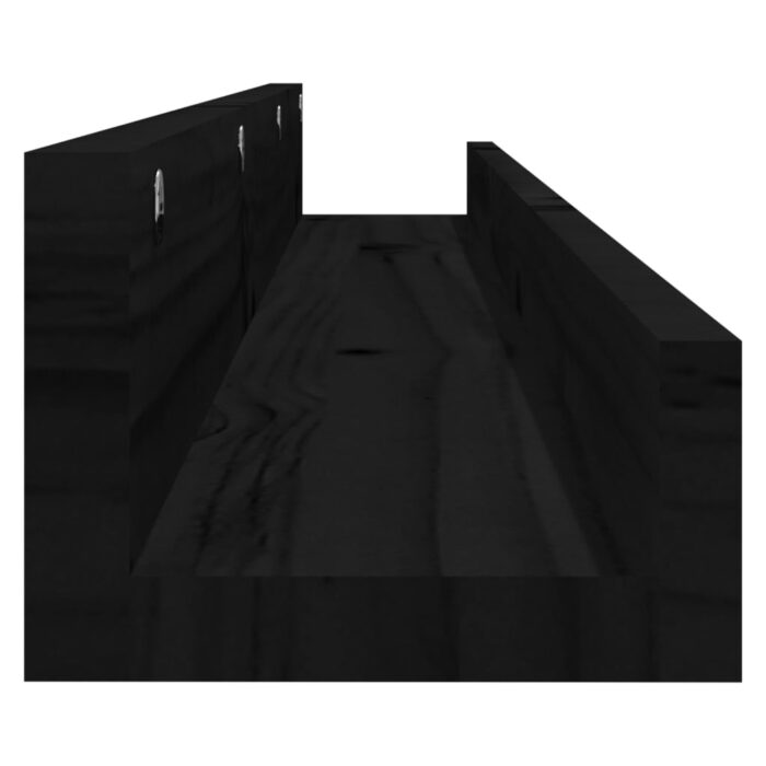 Étagères murales 2 pcs Noir 110x12x9 cm Bois de pin massif – Image 3