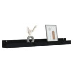 Étagères murales 2 pcs Noir 110x12x9 cm Bois de pin massif – Image 5