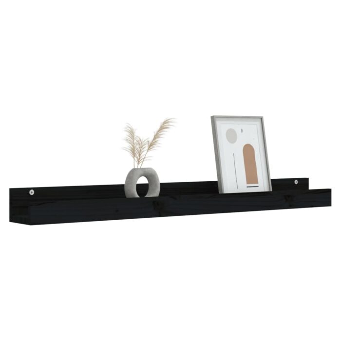 Étagères murales 2 pcs Noir 110x12x9 cm Bois de pin massif – Image 5