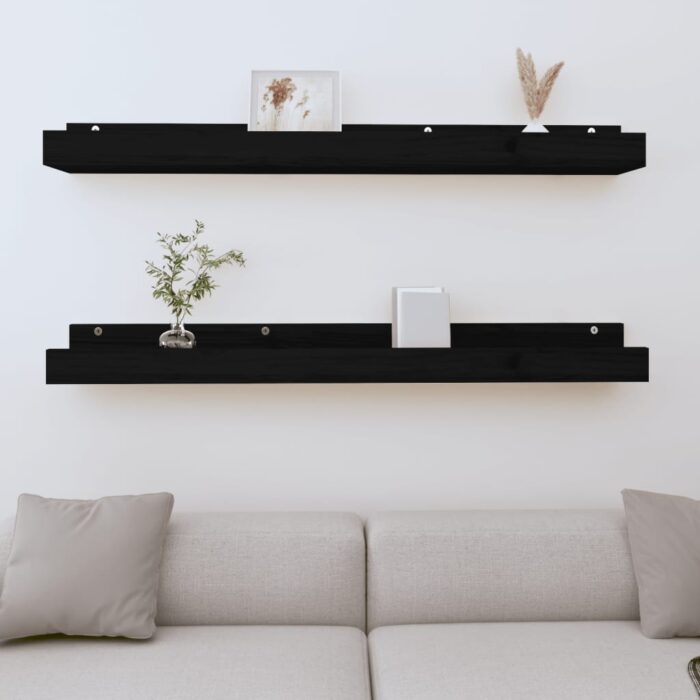 VXL8720845641238_m_en_hd_1.jpg Étagères murales 2 pcs Noir 110x12x9 cm Bois de pin massif – Image 1