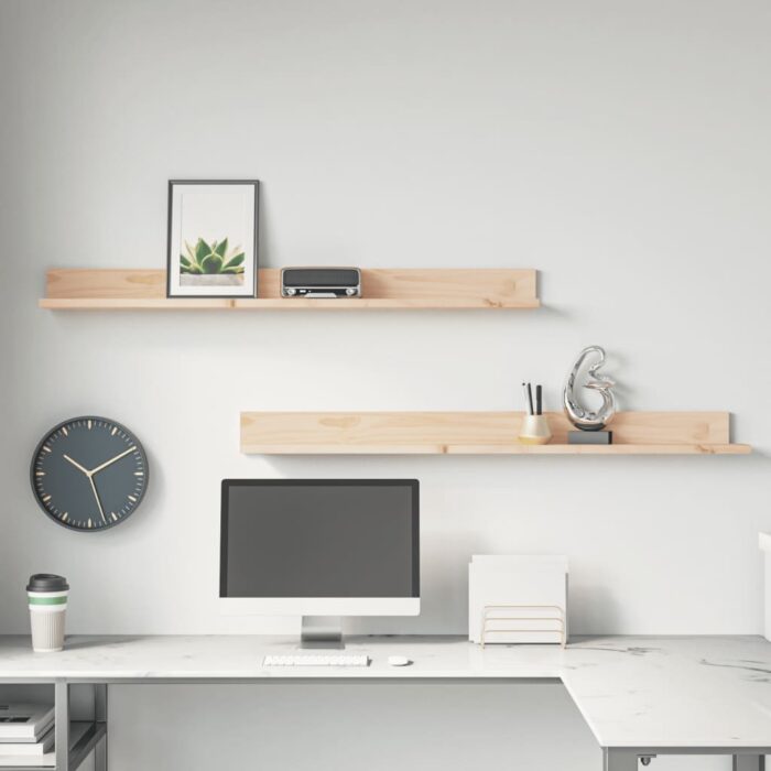 Étagères murales 2 pcs 110x11x9 cm Bois de pin massif – Image 1