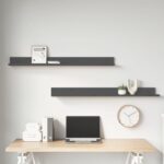 Étagères murales 2 pcs Gris 110x11x9 cm Bois de pin massif – Image 3