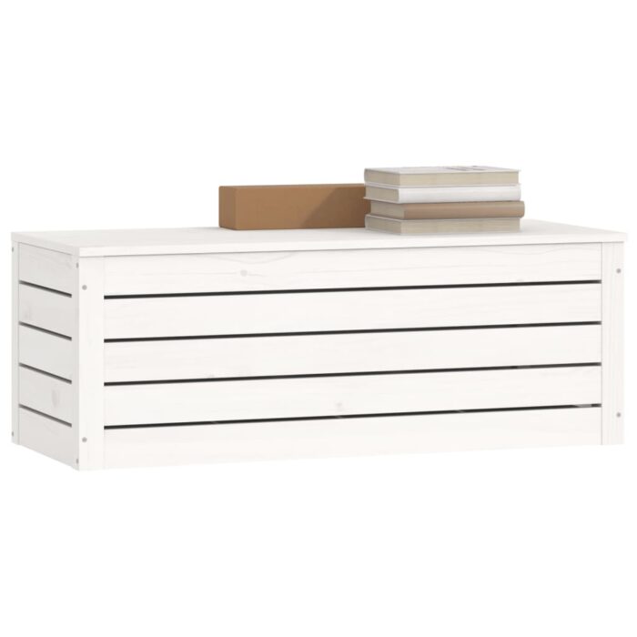 Boîte de rangement Blanc 89x36,5x33 cm Bois massif de pin – Image 2