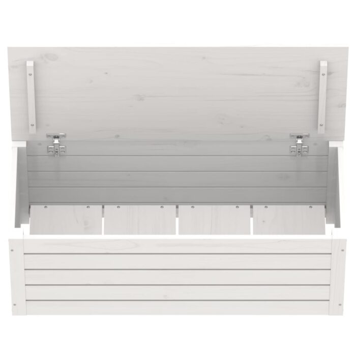 Boîte de rangement Blanc 89x36,5x33 cm Bois massif de pin – Image 6