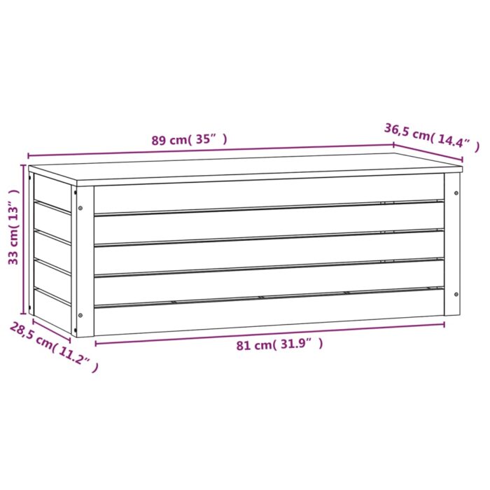 Boîte de rangement Blanc 89x36,5x33 cm Bois massif de pin – Image 8