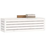 Boîte de rangement Blanc 109x36,5x33 cm Bois massif de pin – Image 2