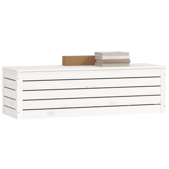 Boîte de rangement Blanc 109x36,5x33 cm Bois massif de pin – Image 2