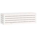 Boîte de rangement Blanc 109x36,5x33 cm Bois massif de pin – Image 3