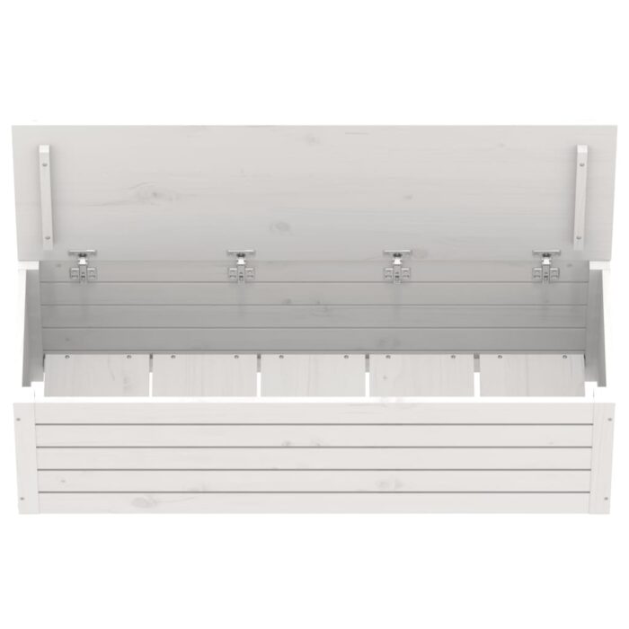 Boîte de rangement Blanc 109x36,5x33 cm Bois massif de pin – Image 6