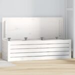 Boîte de rangement Blanc 109x36,5x33 cm Bois massif de pin