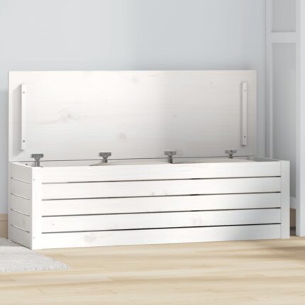 Boîte de rangement Blanc 109x36,5x33 cm Bois massif de pin