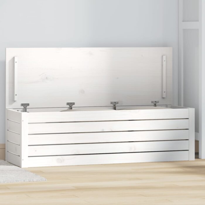 Boîte de rangement Blanc 109x36,5x33 cm Bois massif de pin – Image 1