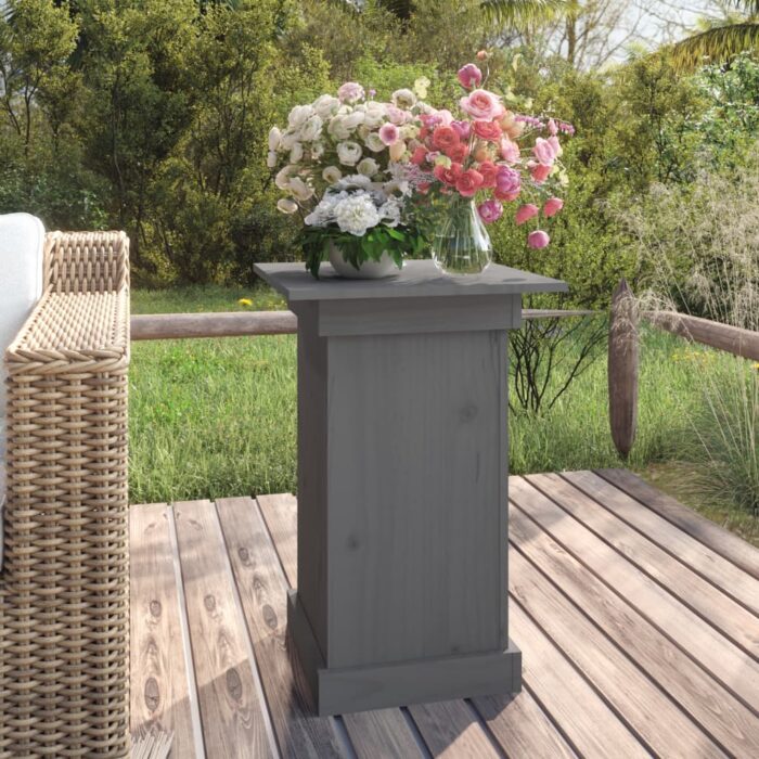 Support à fleurs Gris 40x40x60 cm Bois de pin solide – Image 1
