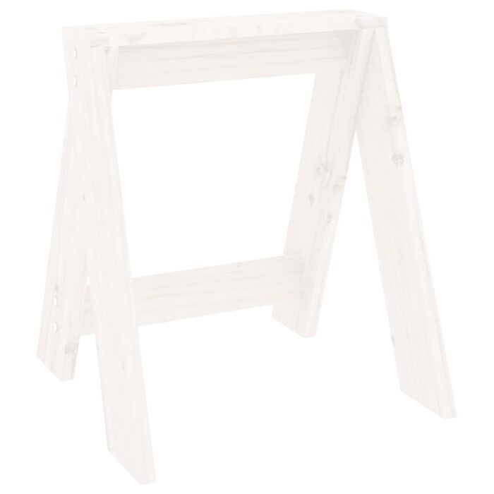 Tabourets lot de 2 blanc 40x40x45 cm bois massif de pin – Image 2