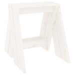 Tabourets lot de 2 blanc 40x40x45 cm bois massif de pin – Image 3