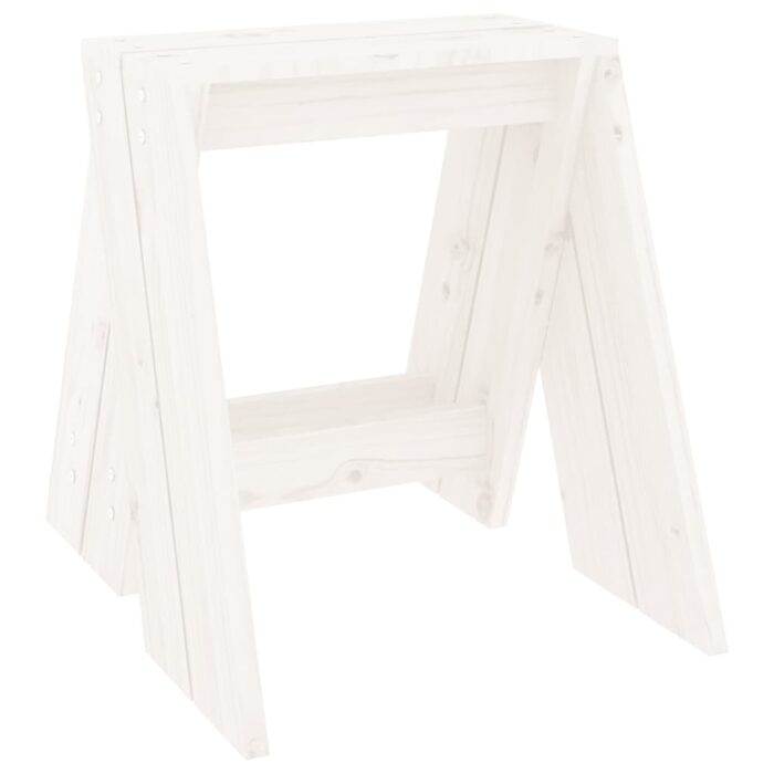 Tabourets lot de 2 blanc 40x40x45 cm bois massif de pin – Image 3
