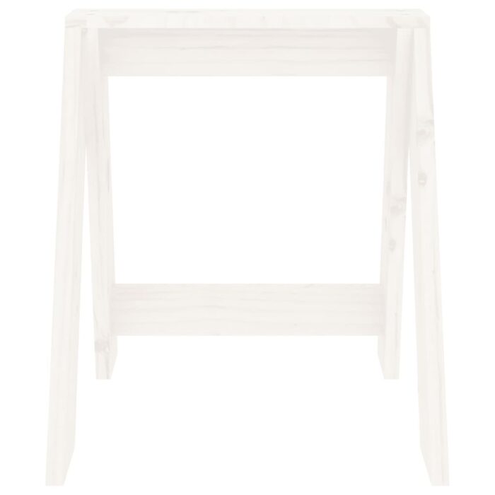 Tabourets lot de 2 blanc 40x40x45 cm bois massif de pin – Image 4