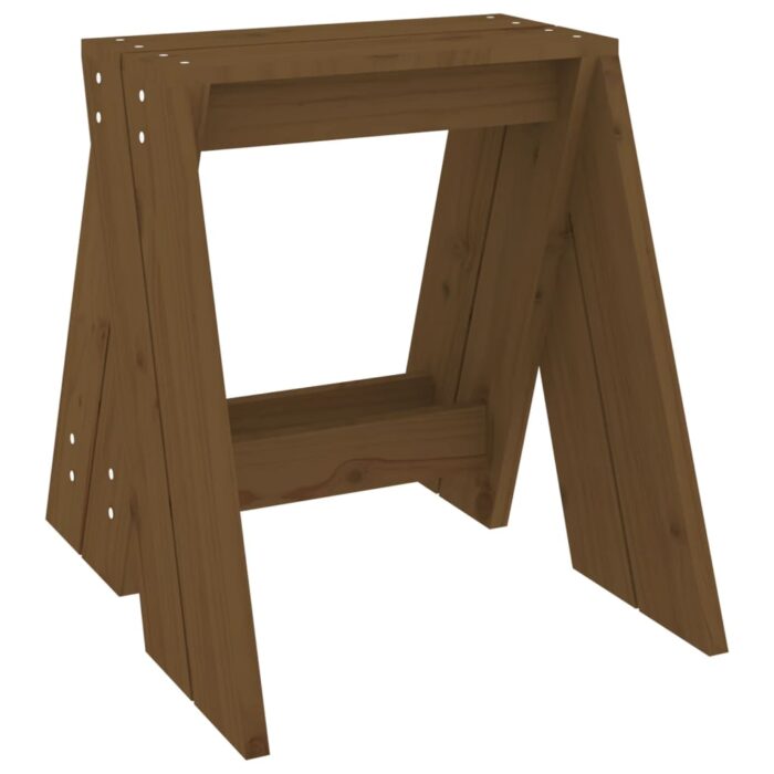 Tabourets lot de 2 marron miel 40x40x45 cm bois massif de pin – Image 3