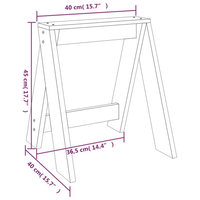 Tabourets lot de 2 marron miel 40x40x45 cm bois massif de pin – Image 7