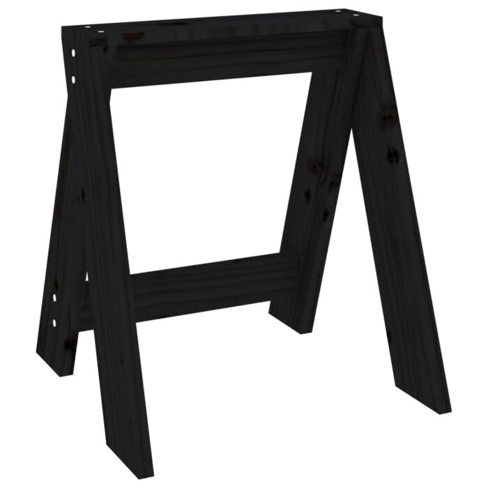 Tabourets lot de 2 noir 40x40x45 cm bois massif de pin – Image 2