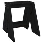 Tabourets lot de 2 noir 40x40x45 cm bois massif de pin – Image 3