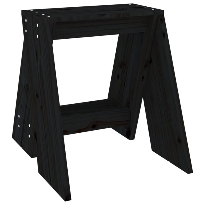 Tabourets lot de 2 noir 40x40x45 cm bois massif de pin – Image 3