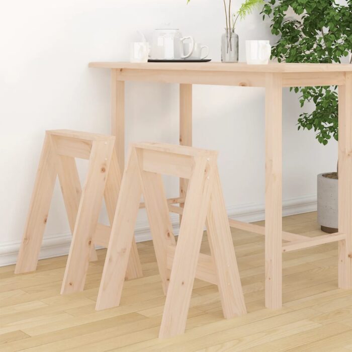 Tabourets lot de 2 40x40x60 cm bois massif de pin – Image 1