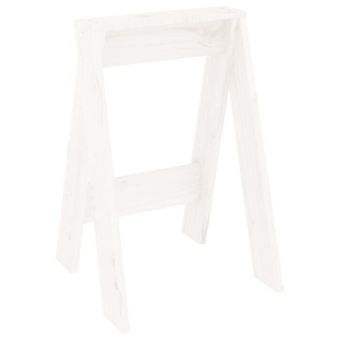 Tabourets lot de 2 blanc 40x40x60 cm bois massif de pin – Image 2