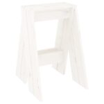 Tabourets lot de 2 blanc 40x40x60 cm bois massif de pin – Image 3