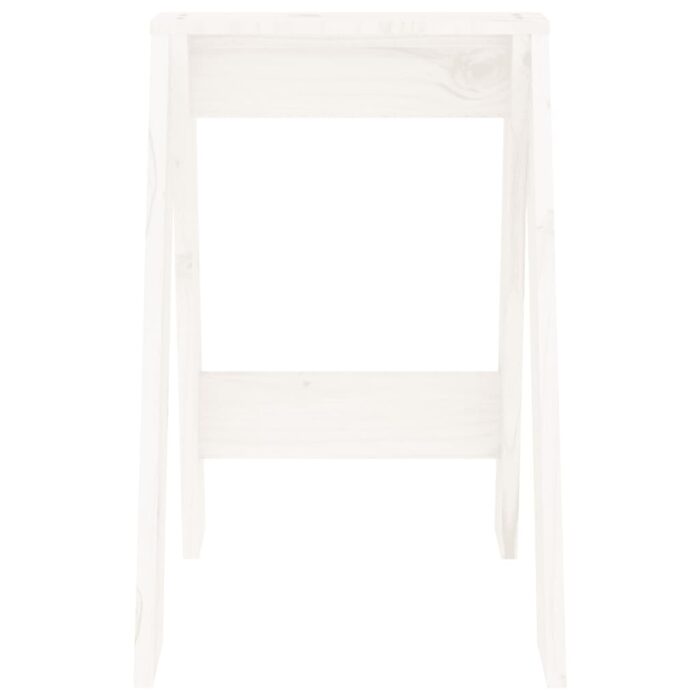 Tabourets lot de 2 blanc 40x40x60 cm bois massif de pin – Image 4