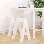 Tabourets lot de 2 blanc 40x40x60 cm bois massif de pin