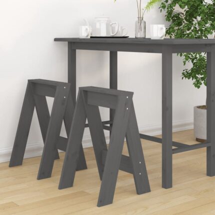 Tabourets lot de 2 gris 40x40x60 cm bois massif de pin