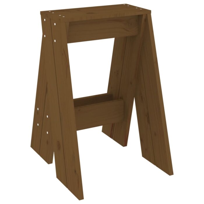 Tabourets lot de 2 marron miel 40x40x60 cm bois massif de pin – Image 2