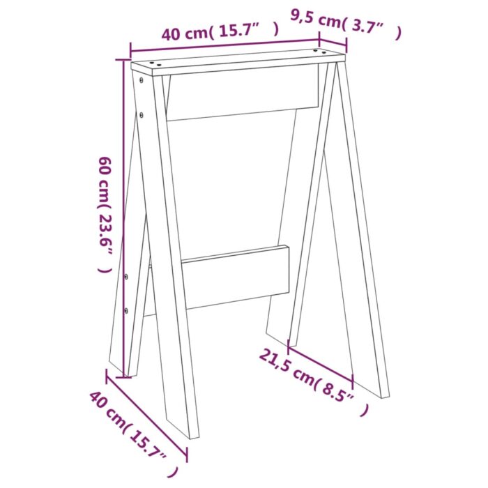 Tabourets lot de 2 marron miel 40x40x60 cm bois massif de pin – Image 7