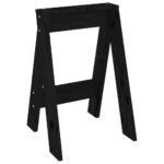 Tabourets lot de 2 noir 40x40x60 cm bois massif de pin – Image 2