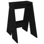 Tabourets lot de 2 noir 40x40x60 cm bois massif de pin – Image 3