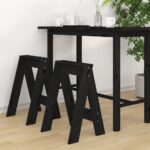 Tabourets lot de 2 noir 40x40x60 cm bois massif de pin