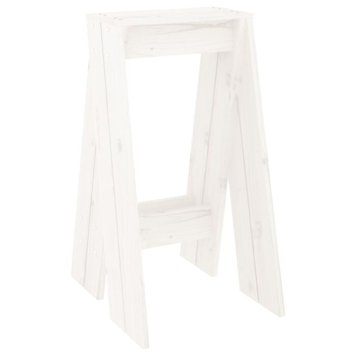 Tabourets lot de 2 blanc 40x40x75 cm bois massif de pin – Image 2