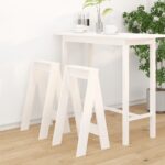 Tabourets lot de 2 blanc 40x40x75 cm bois massif de pin