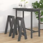 Tabourets 2 pcs Gris 40x40x75 cm Bois massif de pin