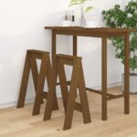 Tabourets lot de 2 marron miel 40x40x75 cm bois massif de pin