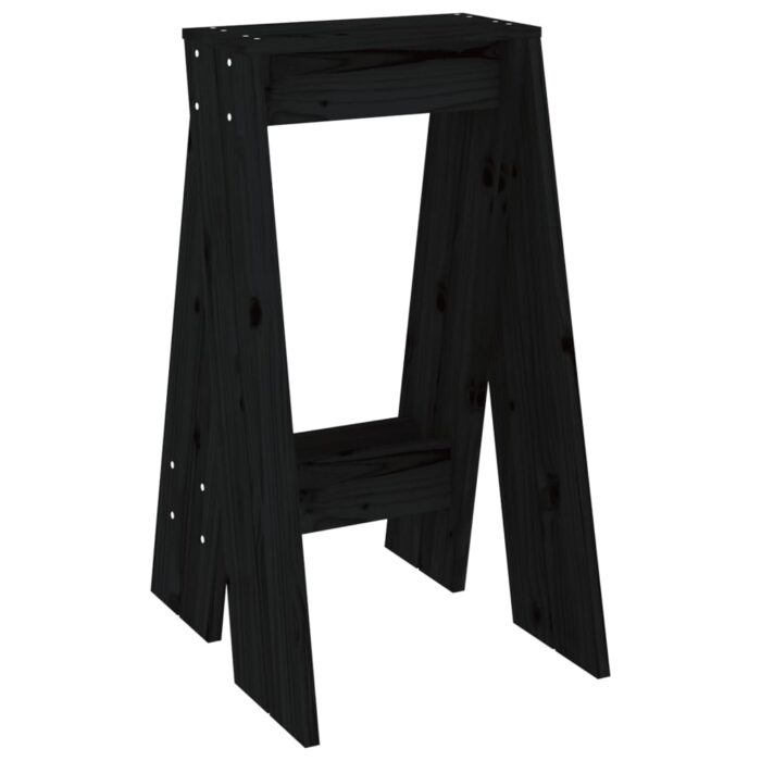 Tabourets lot de 2 noir 40x40x75 cm bois massif de pin – Image 3
