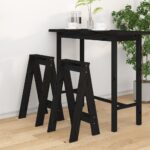 Tabourets lot de 2 noir 40x40x75 cm bois massif de pin